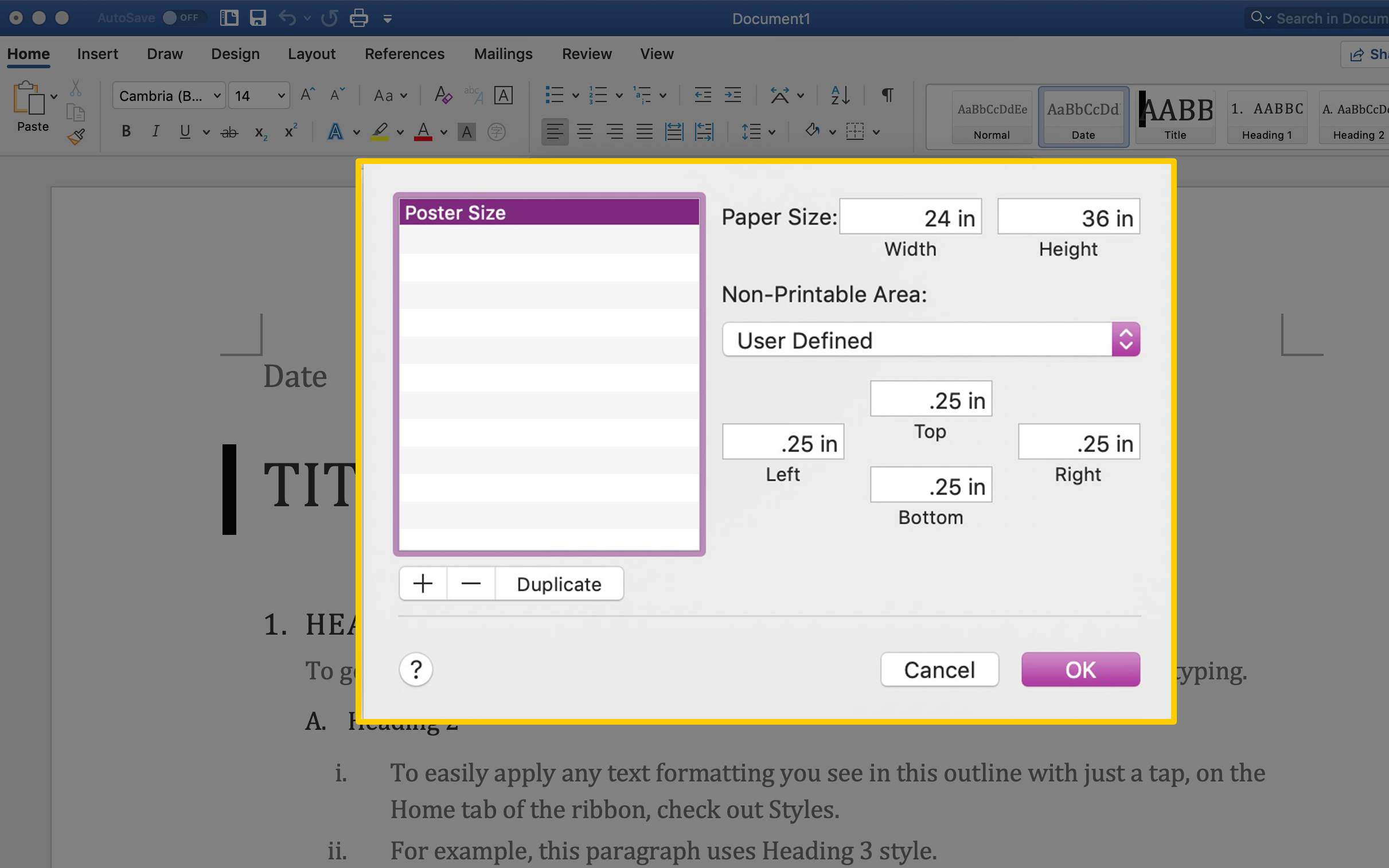 statemend sized paper for microsoft word for mac
